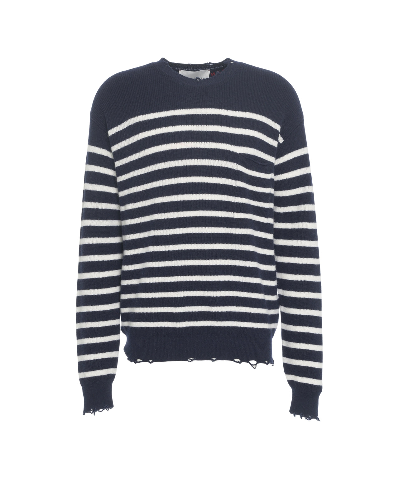 AMARANTO Striped Pullover Sweater with Fringed Hem - FW25