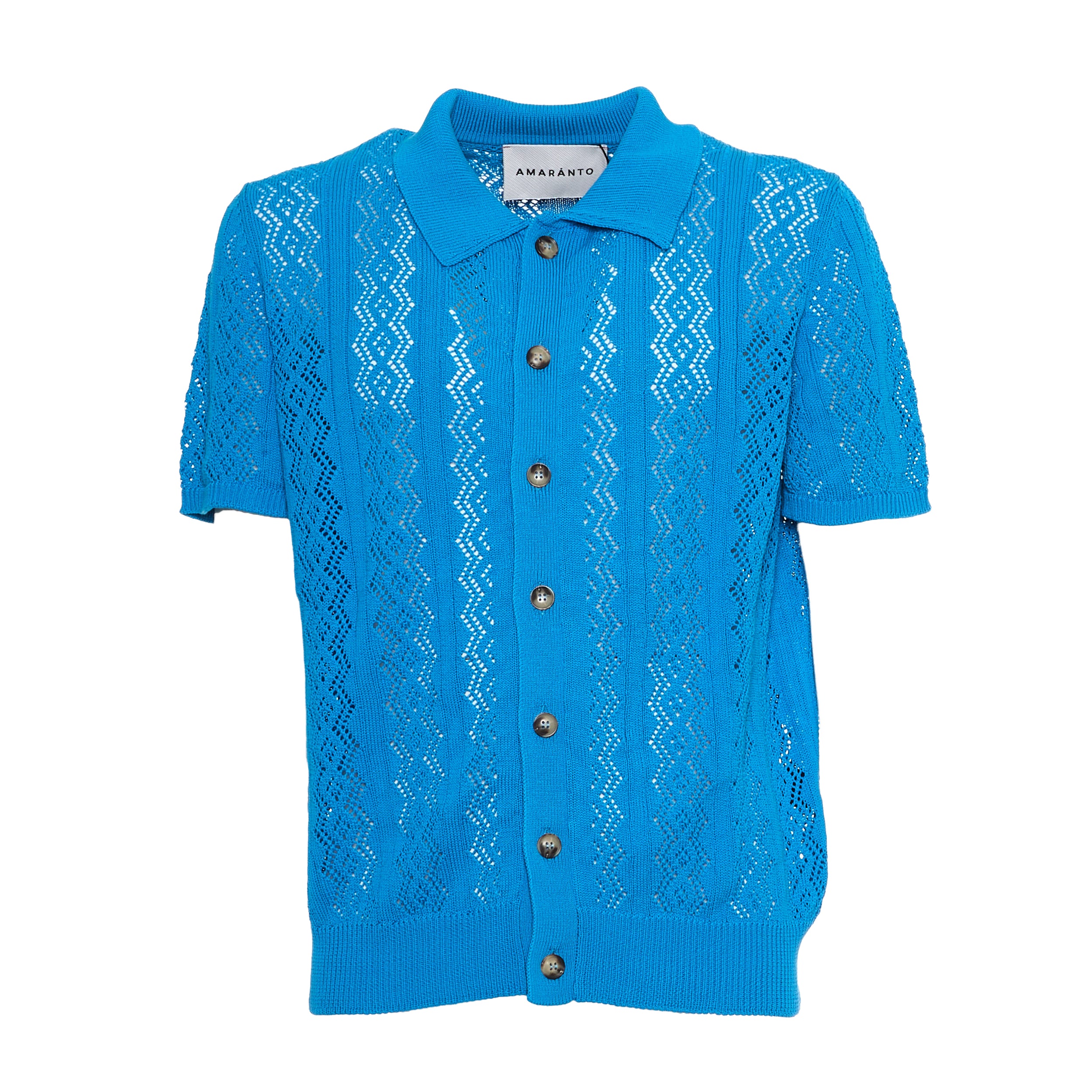 AMARANTO Men's Knit Polo Shirt with Amaranth Stitch Detail