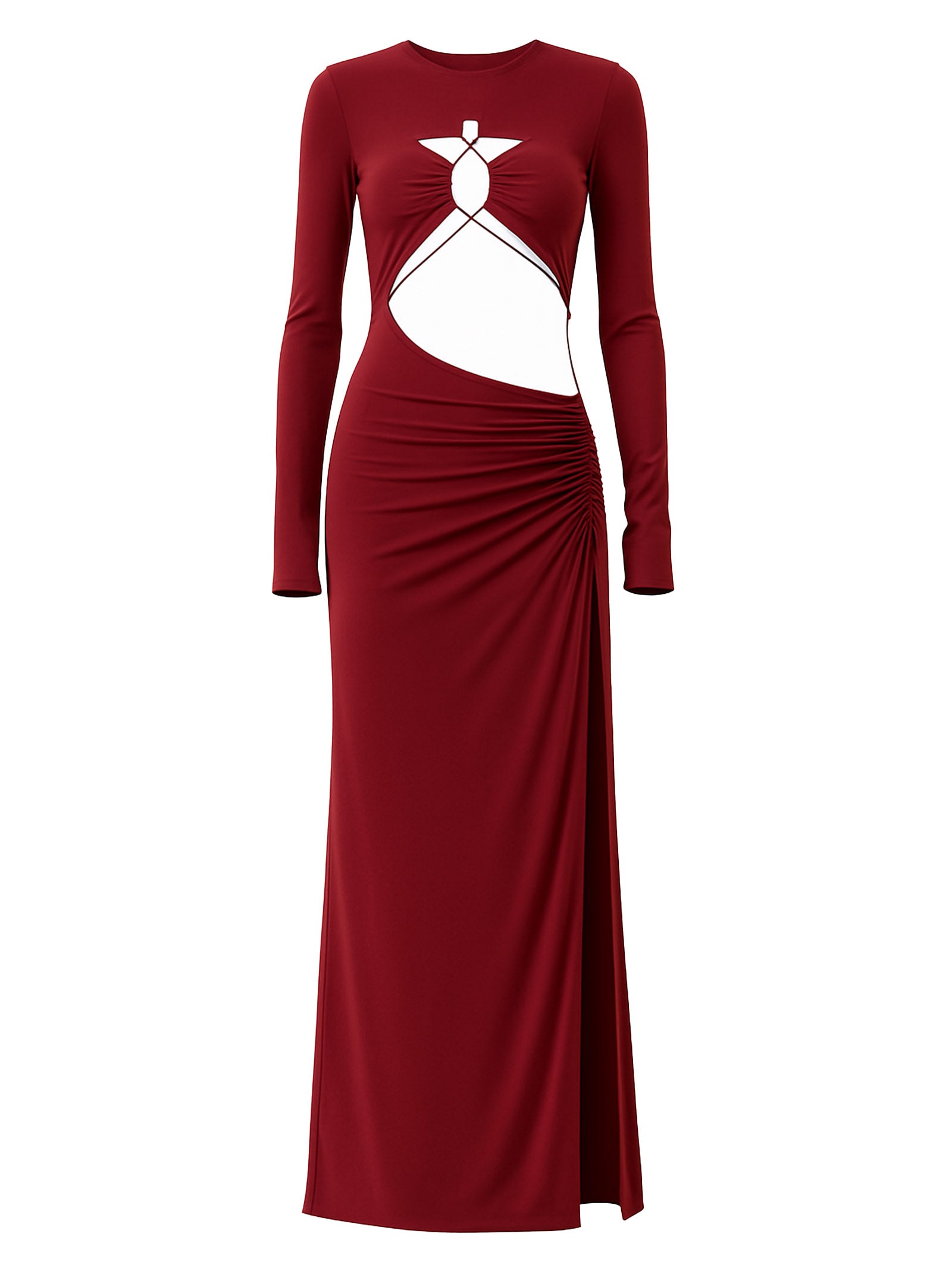 AMAZUIN Stylish Long Dress with Cut-Out Details and Slit