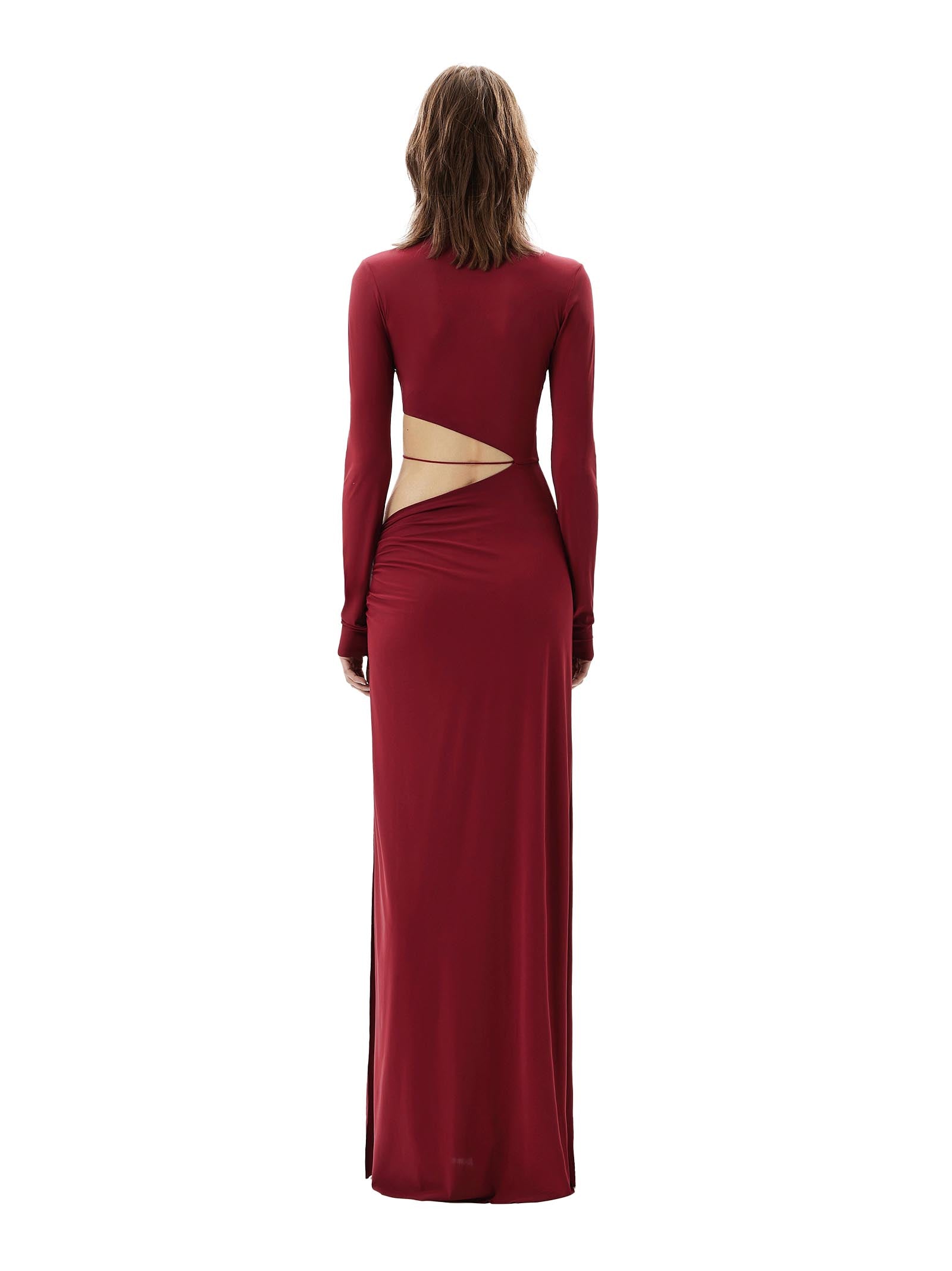 AMAZUIN Stylish Long Dress with Cut-Out Details and Slit