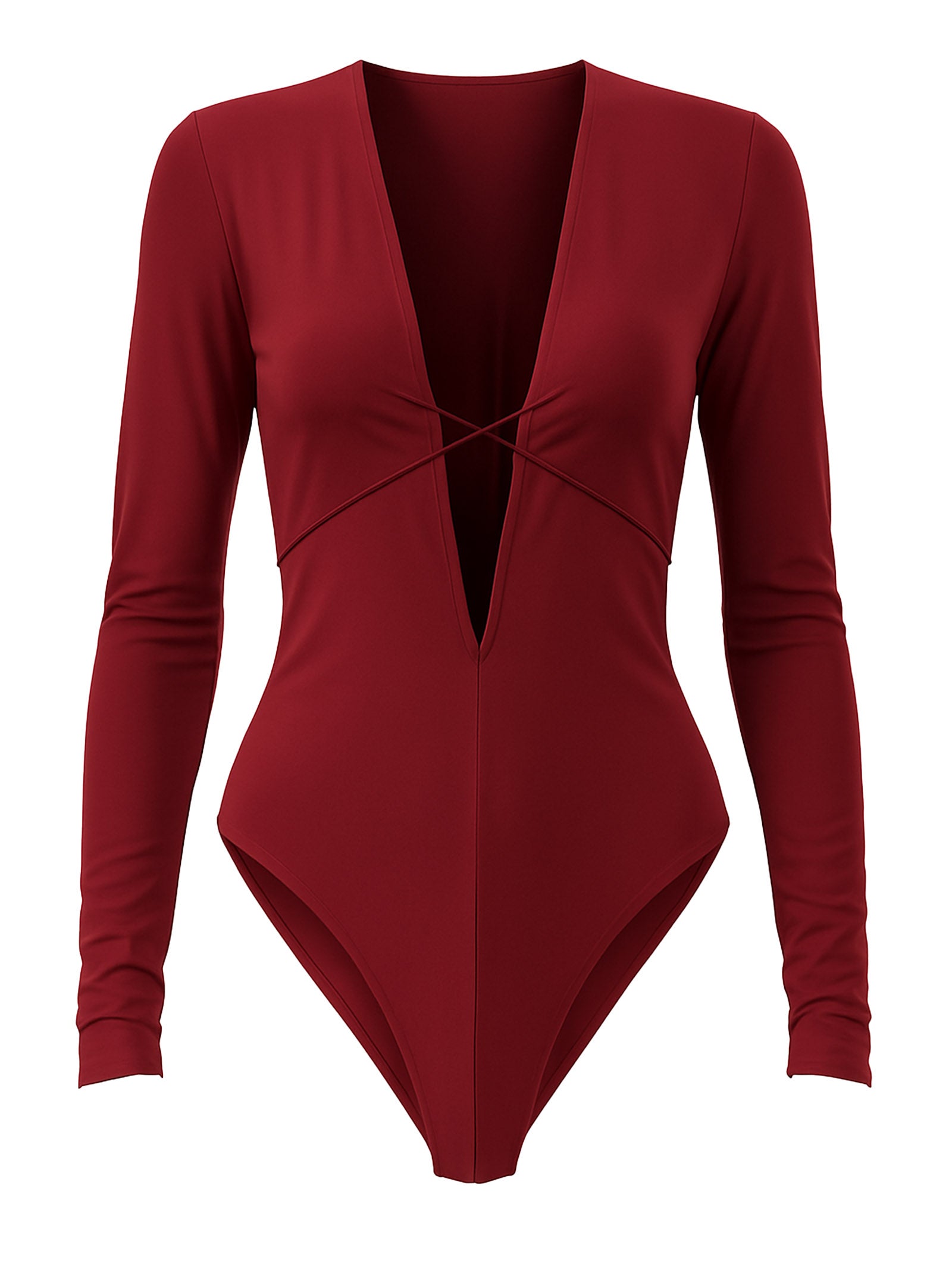 AMAZUIN Plunge Neck Bodysuit for Women - Stylish Layering
