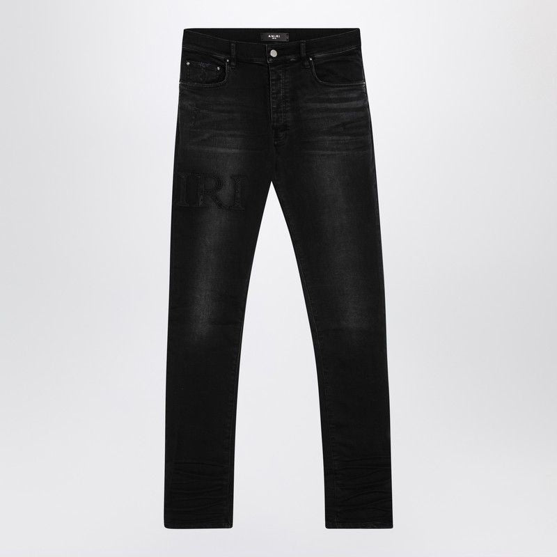 AMIRI Vintage Black Skinny Jeans with Logo Embroidery