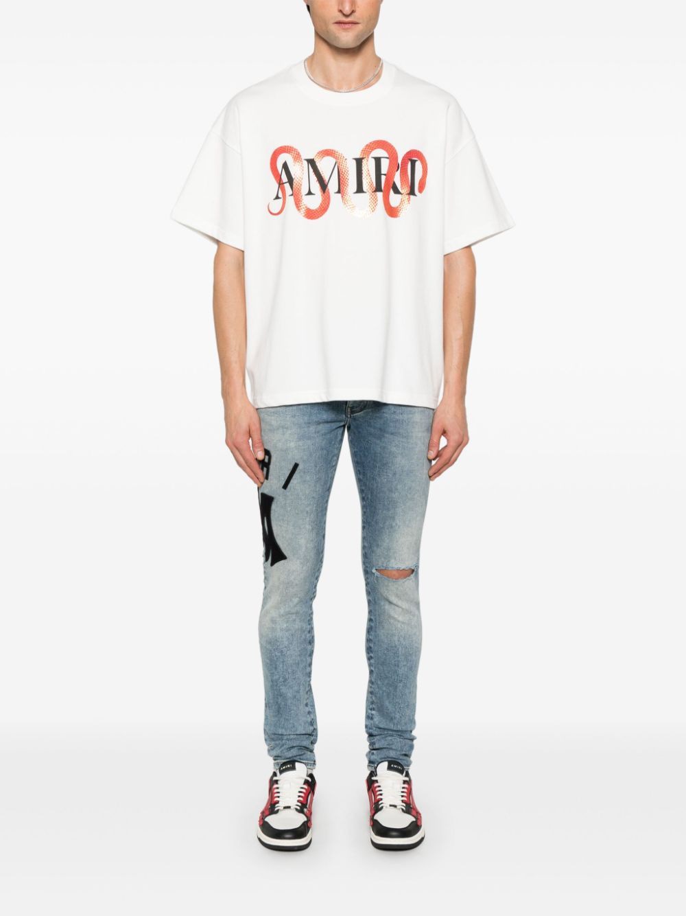 AMIRI Skinny Jean with Suede Applique Logo