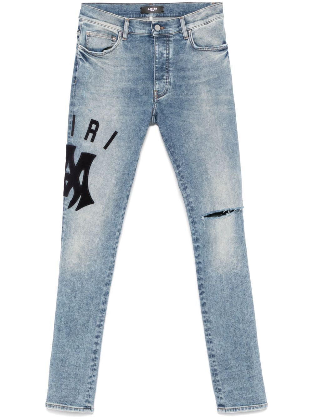 AMIRI Skinny Jean with Suede Applique Logo