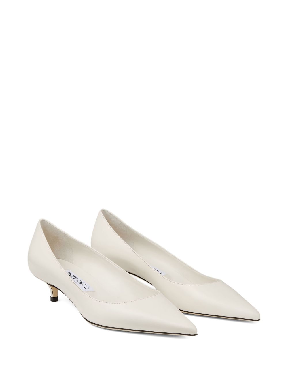 JIMMY CHOO Women’s Slip-On Leather Pumps with Pointed Toe and Kitten Heel
