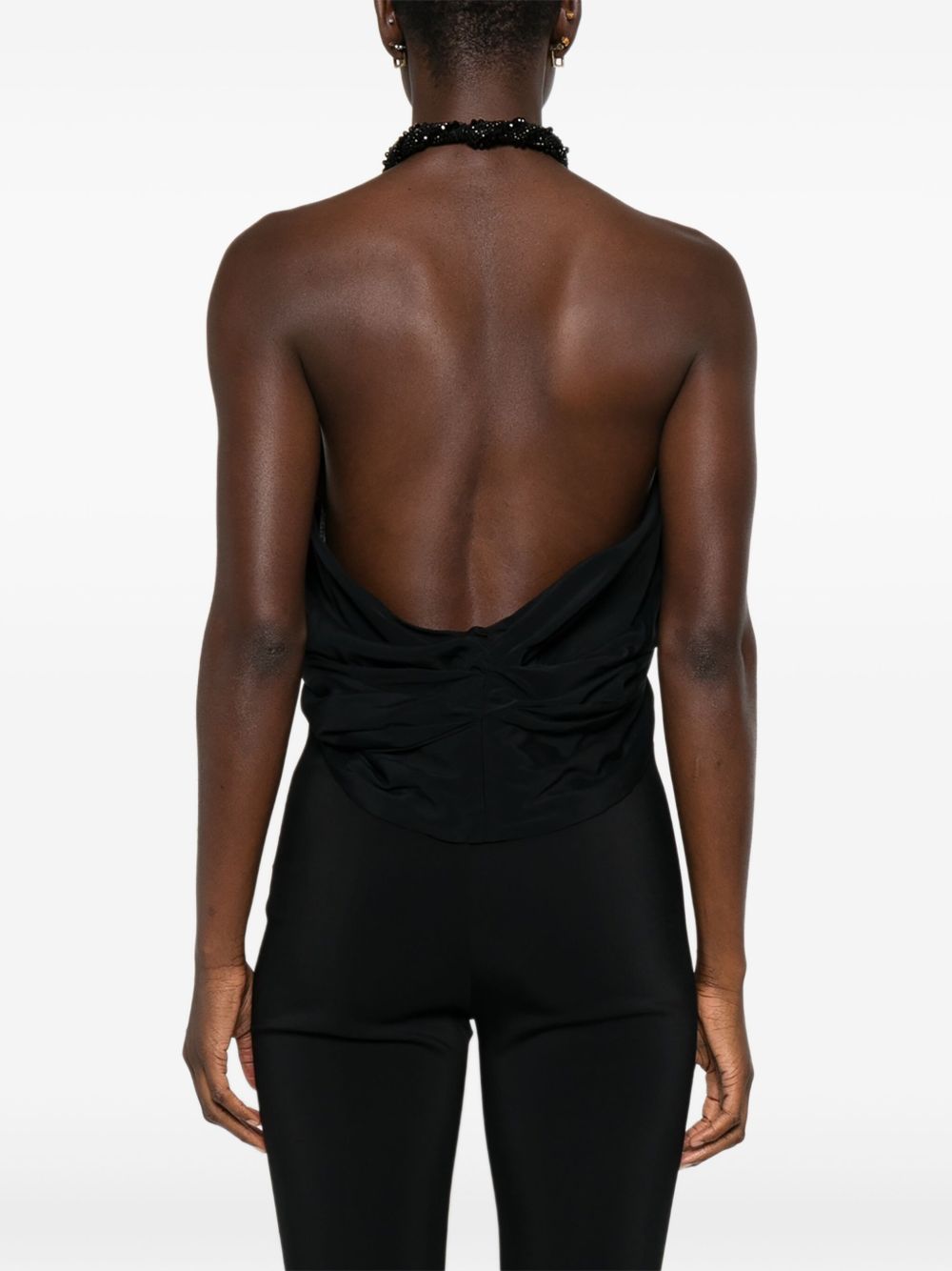 AMEN Asymmetric Beaded Embroidered Mini Top