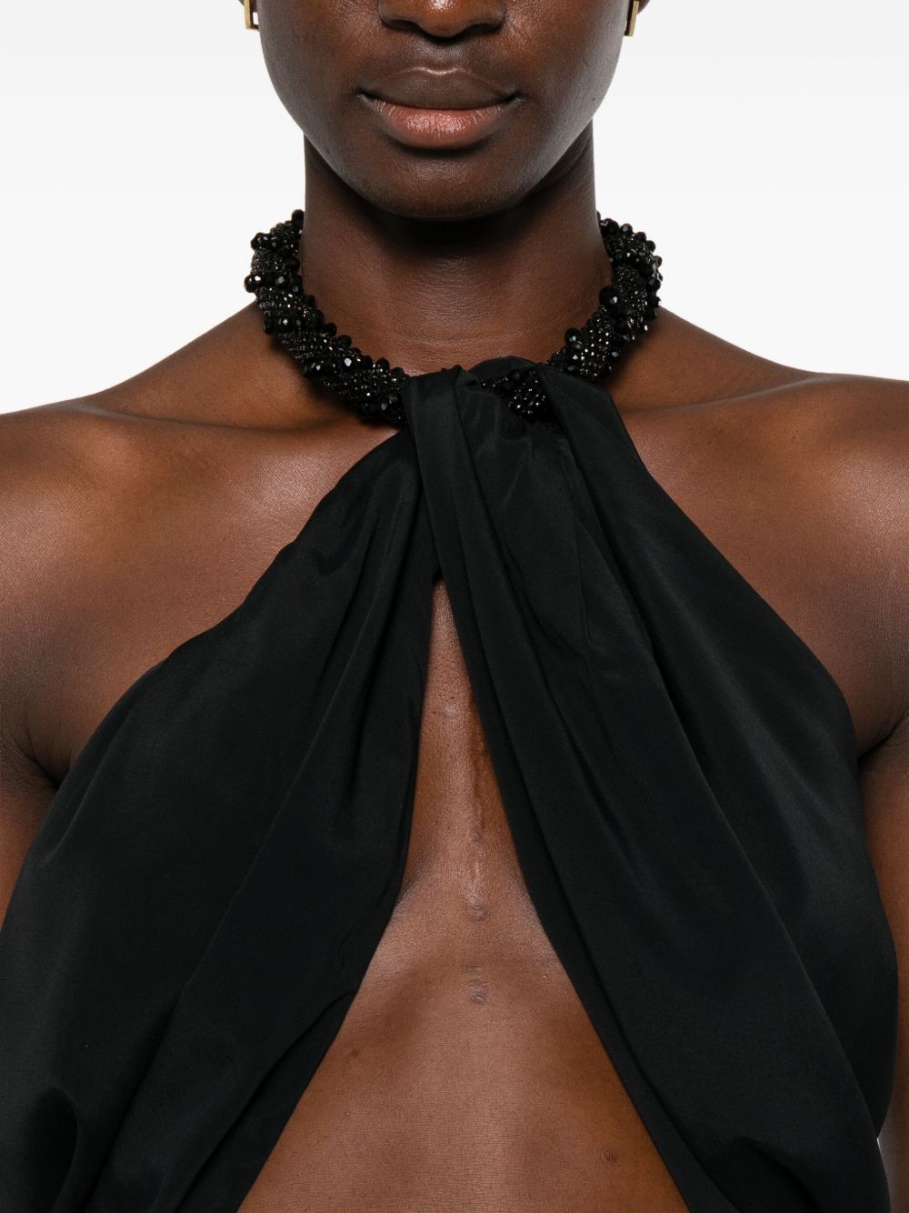 AMEN Asymmetric Beaded Embroidered Mini Top