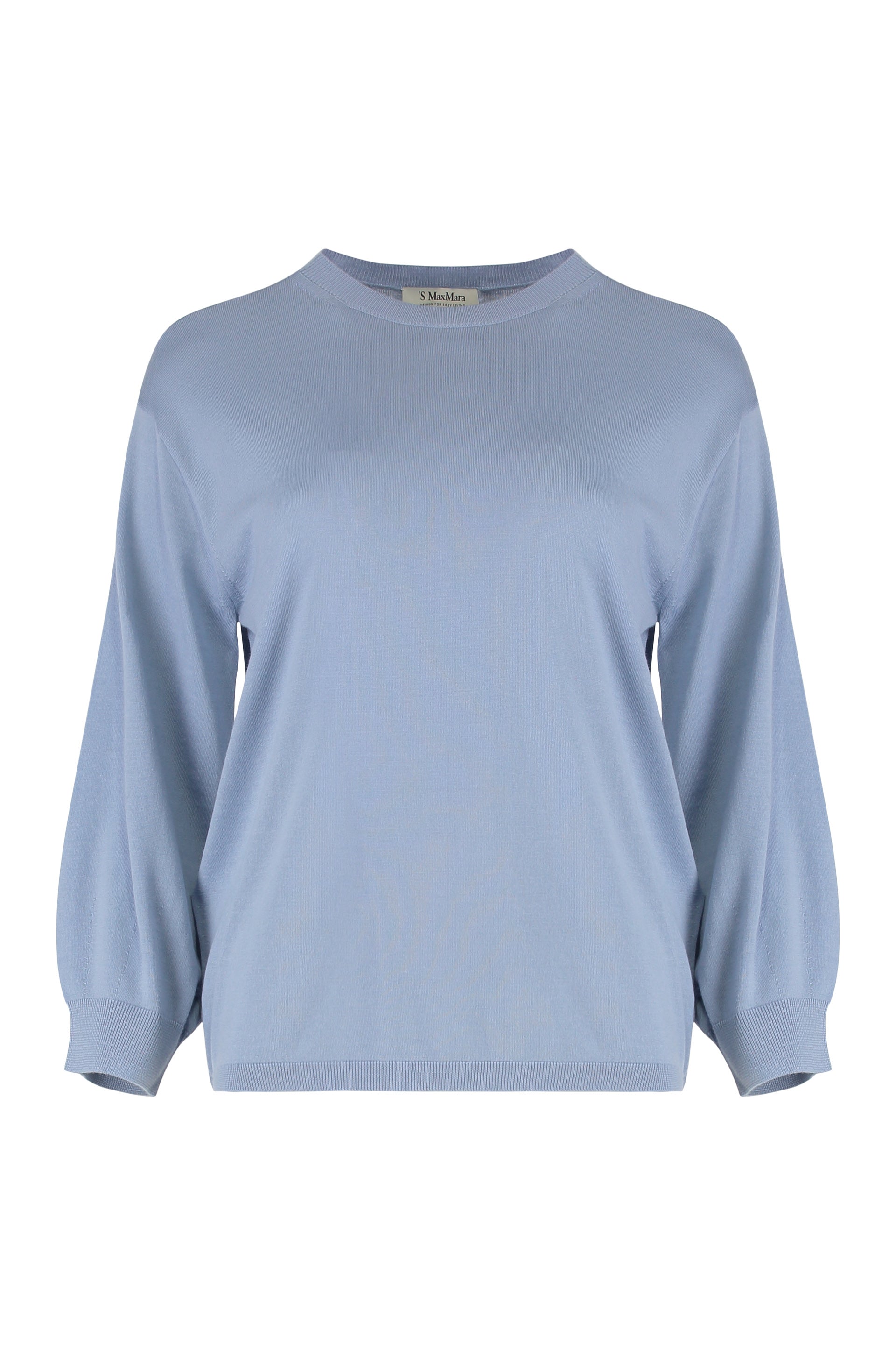 S MAX MARA Virgin Wool Sweater with Ribbed Knit Edges