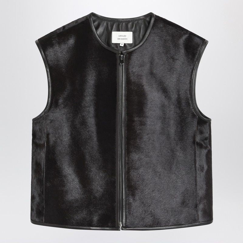 LOULOU STUDIO Pony-Effect Leather Crew Neck Gilet