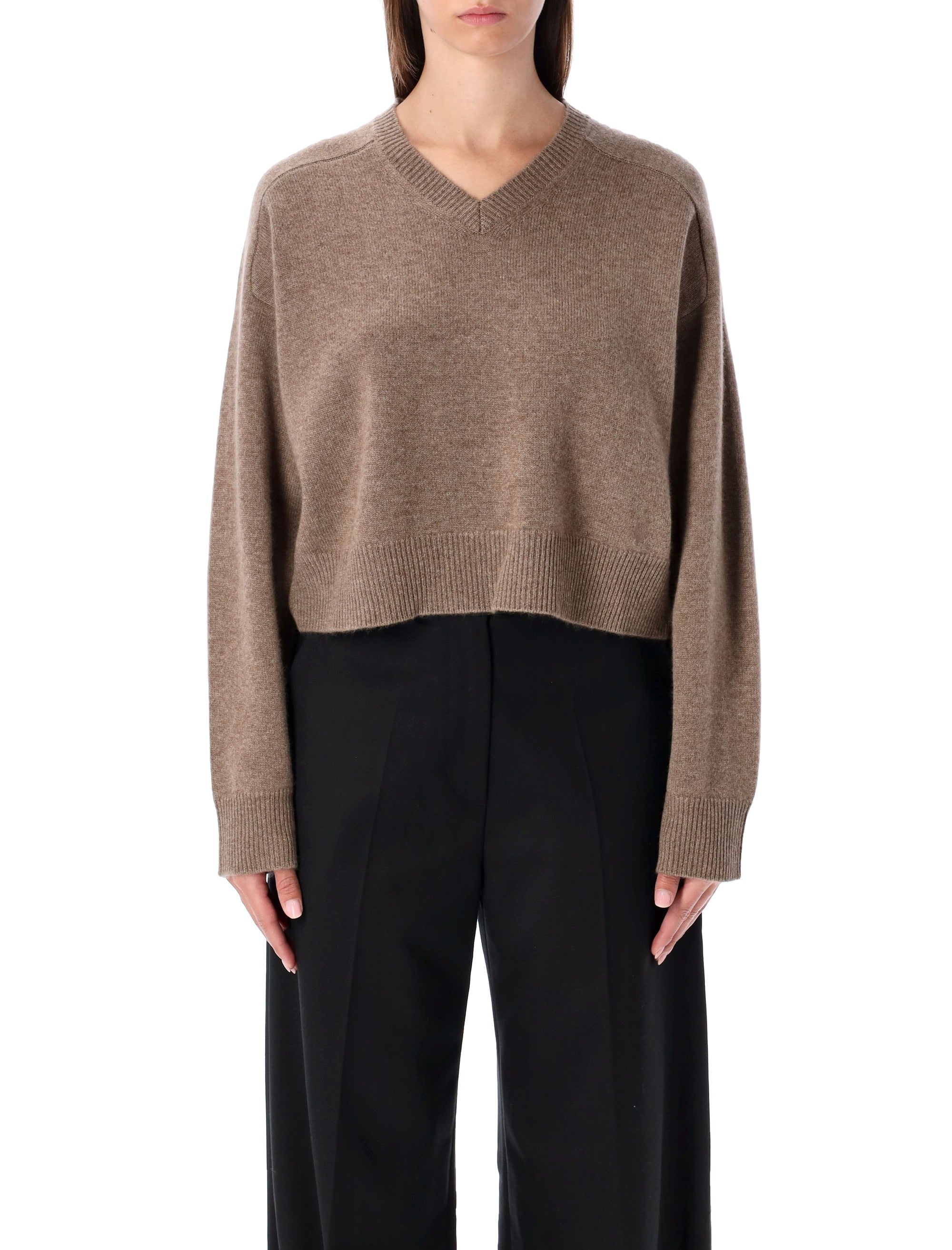 LOULOU Cropped Cashmere V-Neck Sweater - Women's
