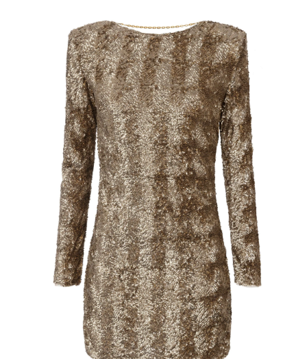 ELISABETTA FRANCHI Mini Sequin Tulle Dress with Shoulder Pads