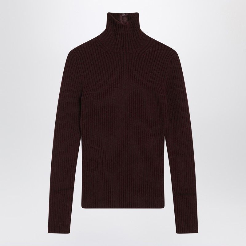 MAX MARA Fitted High Neck Turtleneck Sweater with Half Zip