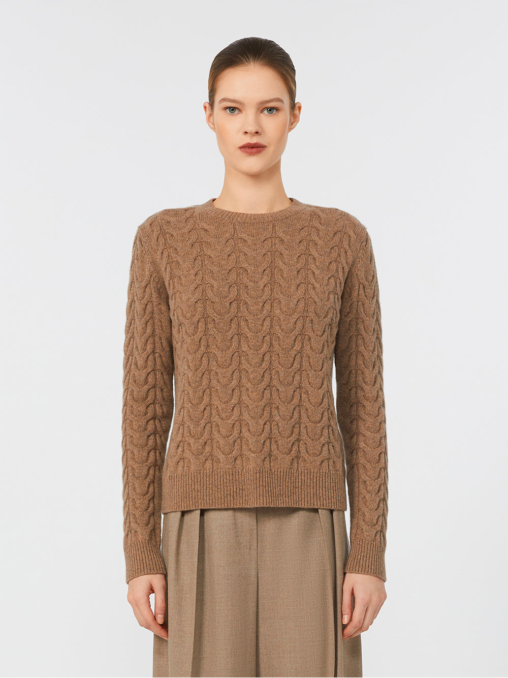 MAX MARA Slim Fit Cable-Knit Cashmere Pullover