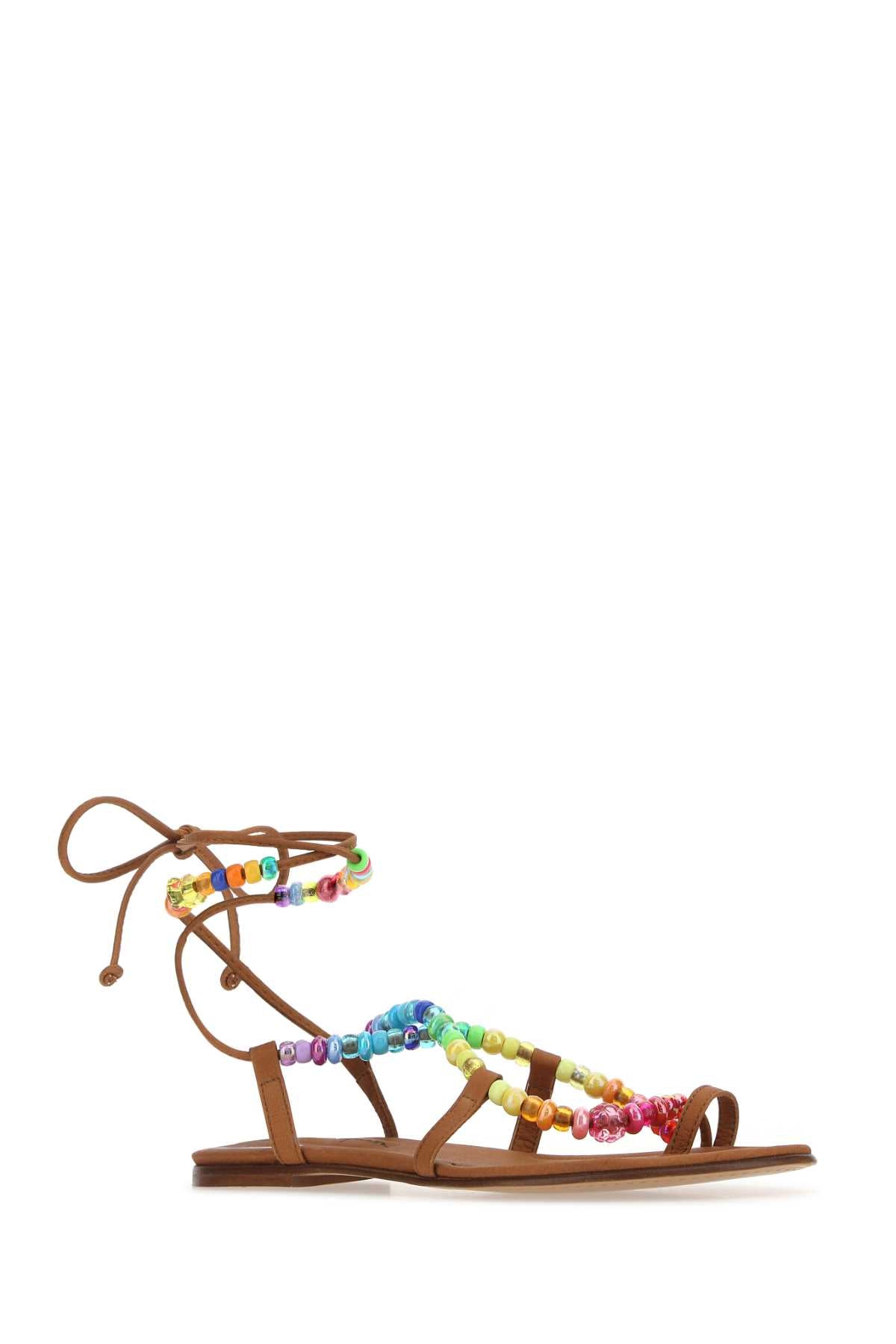 ALAMEDA TURQUESA Embellished Synthetic Leather Rainbow Sandals for Women