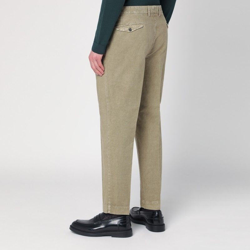 SANTANIELLO Men's Cotton and Linen Trousers with Belt Loops