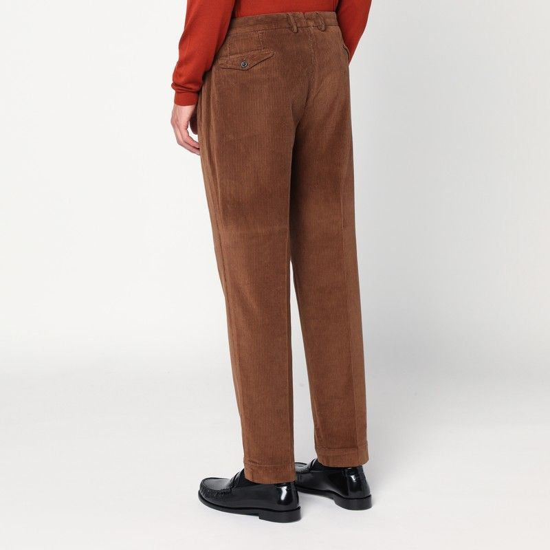 SANTANIELLO Men's Corduroy Trousers with Front Pleats