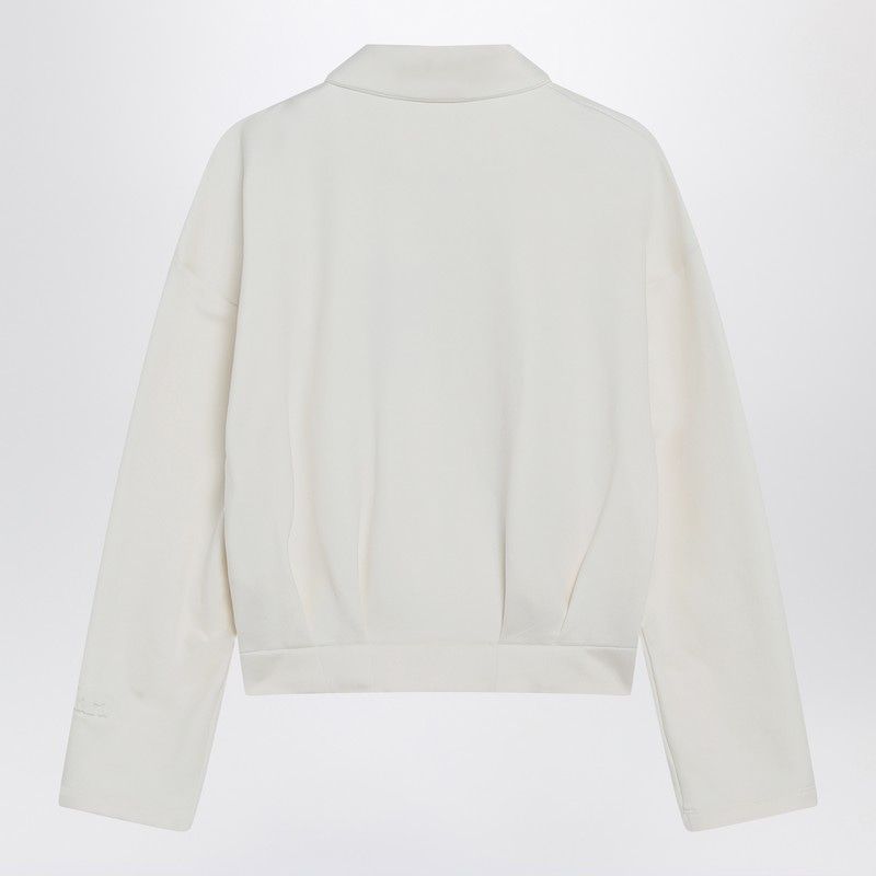 MAX MARA Cropped Silk Blend Sweatshirt with Shirt Collar