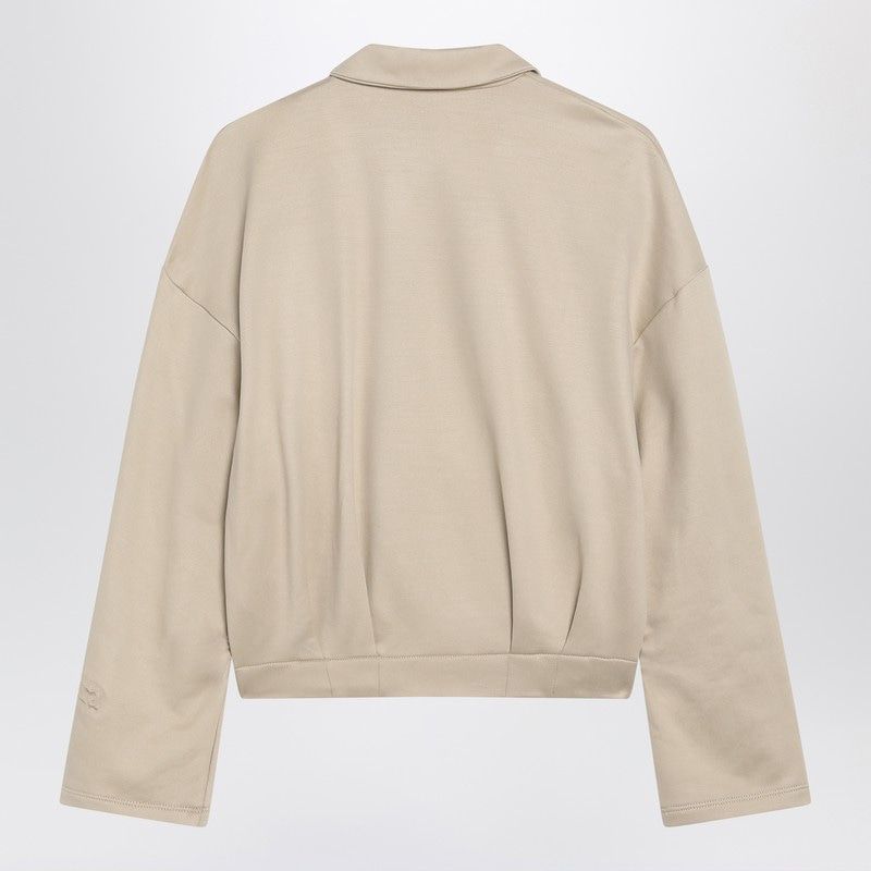 MAX MARA Silk Blend Cropped Sweatshirt with Logo Embossing