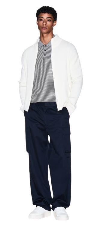 ARMANI EXCHANGE Ribbed Knit High Neck Cardigan for Men