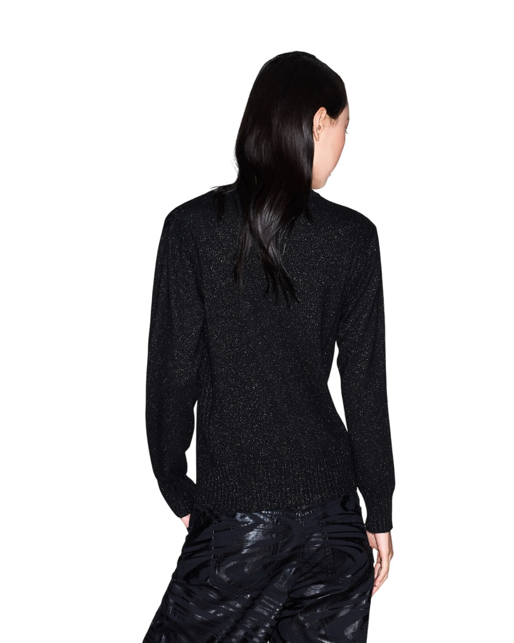 ARMANI EXCHANGE Women's Shiny Sweater with Classic Crew Neck