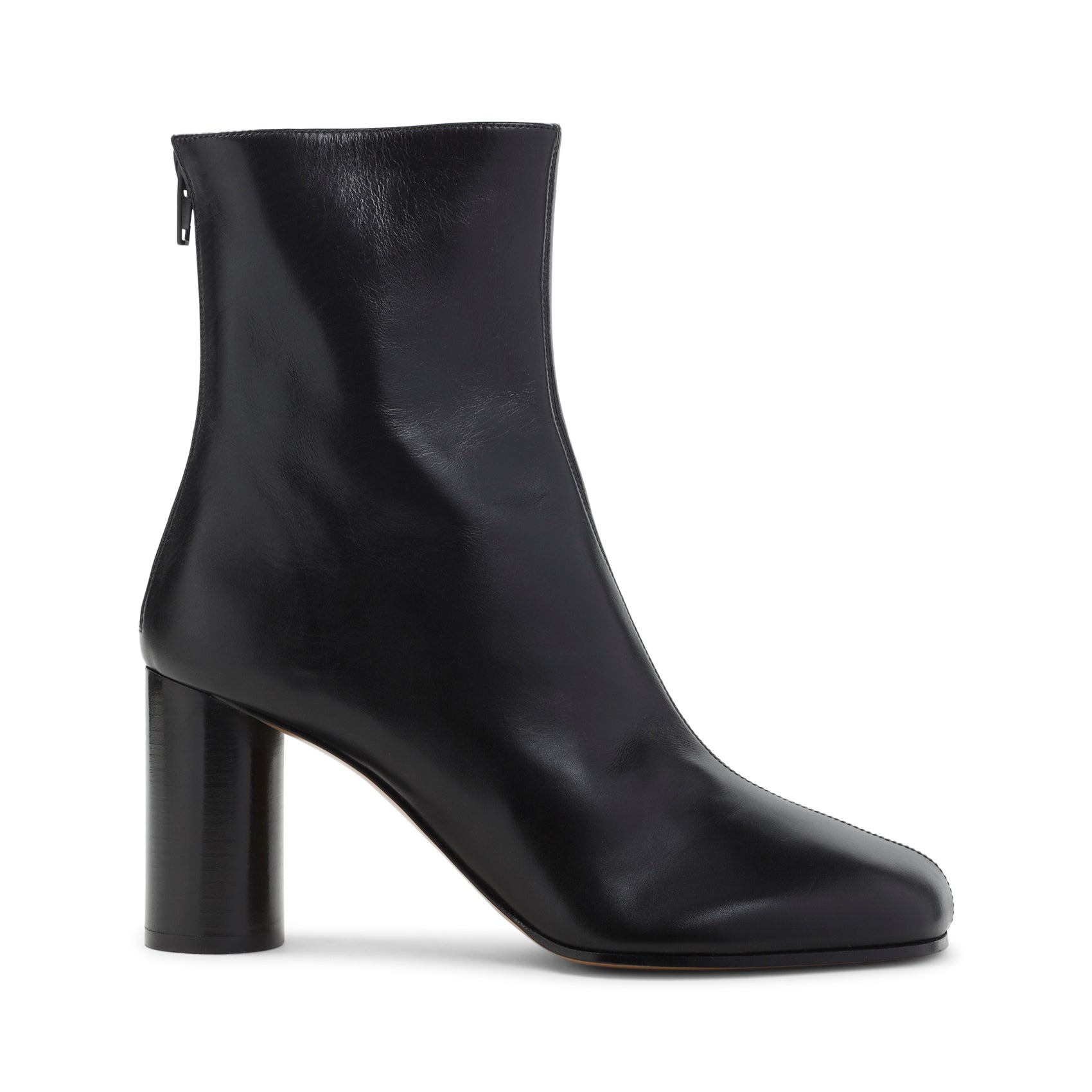 PHOEBE PHILO Leather Ankle Boots with Back Zip Closure