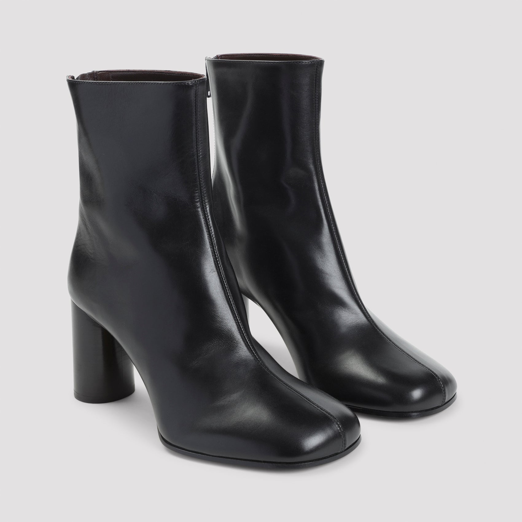 PHOEBE PHILO Leather Ankle Boots with Back Zip Closure