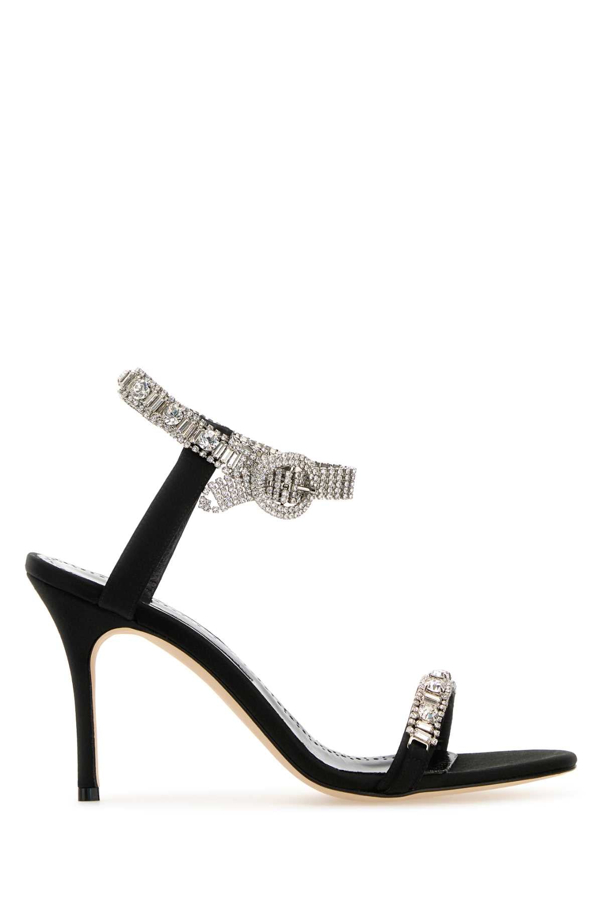 MANOLO BLAHNIK Sleek Satin Asasan Sandals for Women