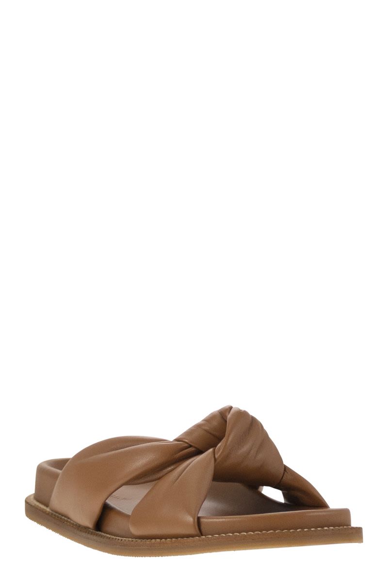 FABIANA FILIPPI Leather Slipper with Fussbett and Knot - Sole Height 2.5 cm