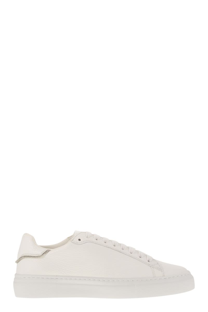 FABIANA FILIPPI Leather Trainers with Diamond Thread - 3 cm Sole Height