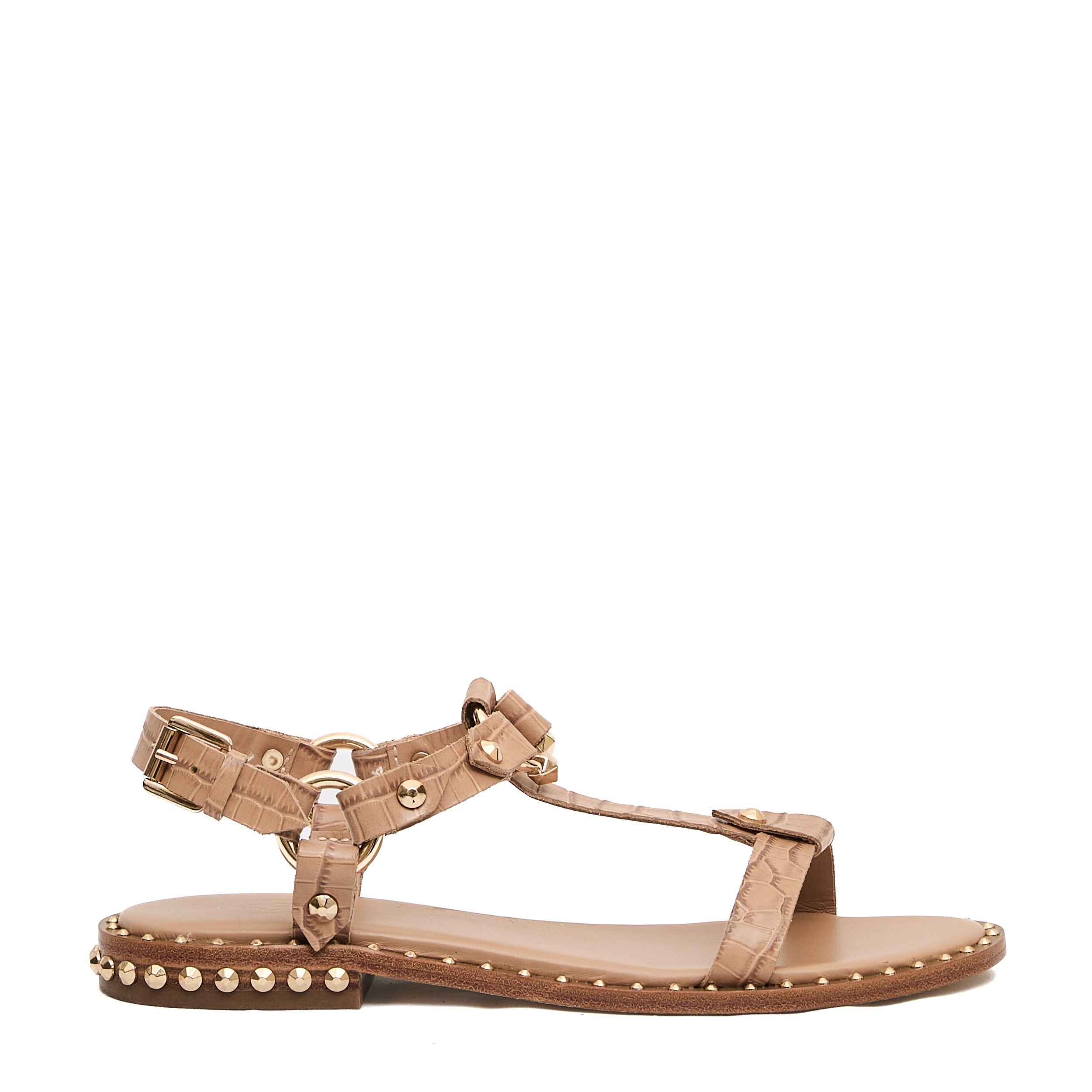 ASH Stylish Low-Heel Sandals with Gold Studs