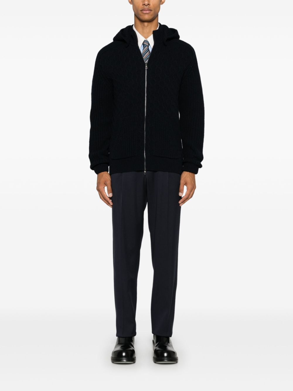 TAGLIATORE Wool Blend Jacket with Detachable Hood for Men