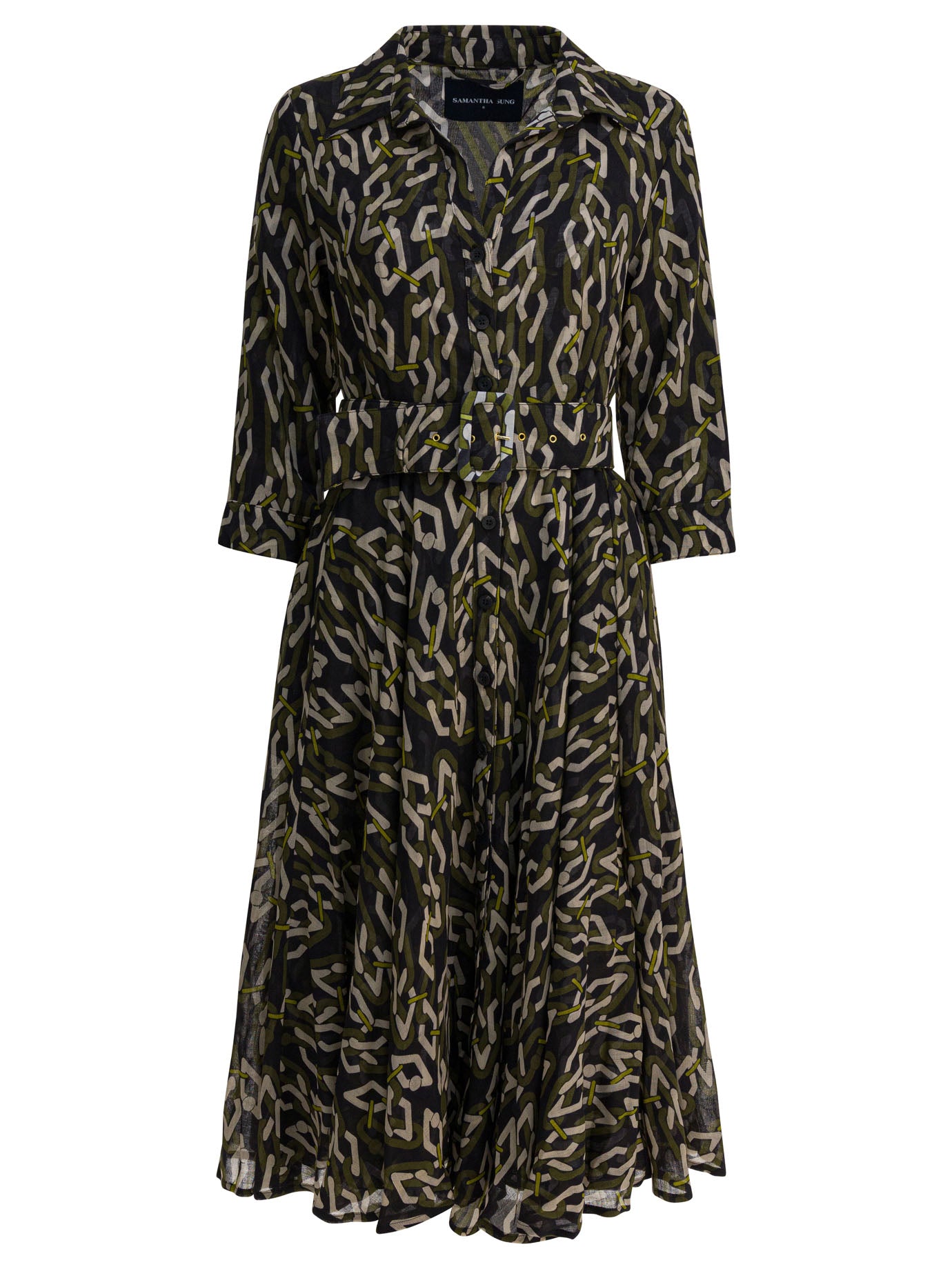 SAMANTHA SUNG Mini Chain Print Wool Dress