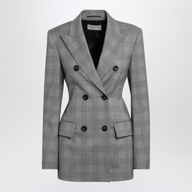 MAX MARA SPORTMAX Double-Breasted Mini Jacket in Prince of Wales Check