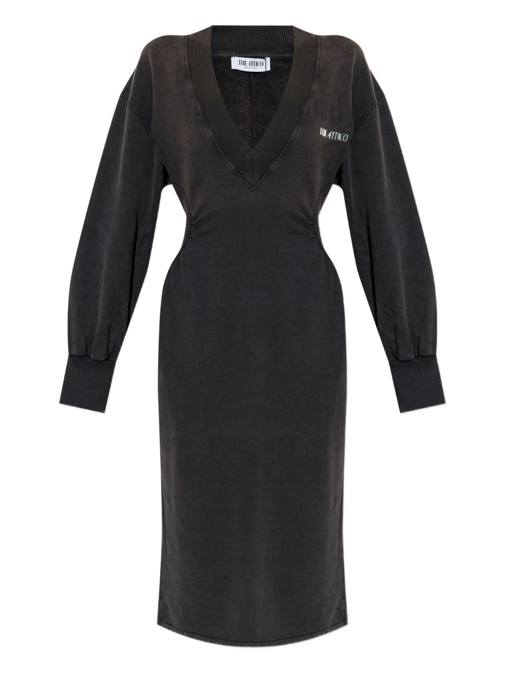 ATTICO Faded Black Midi Dress with Rubber Logo