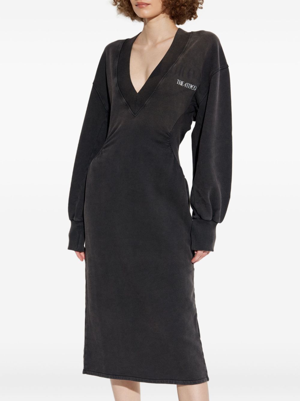ATTICO Faded Black Midi Dress with Rubber Logo
