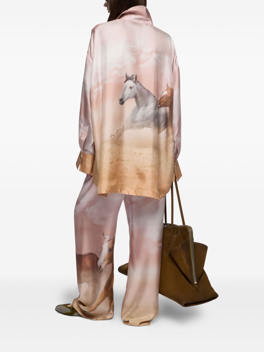 ATTICO Mini Horse-Print Silk Twill Diana Shirt