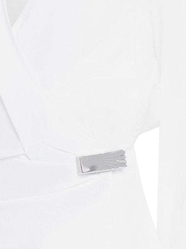 ATTICO Elegant Cotton Poplin Blouse with Silver Logo Buckle