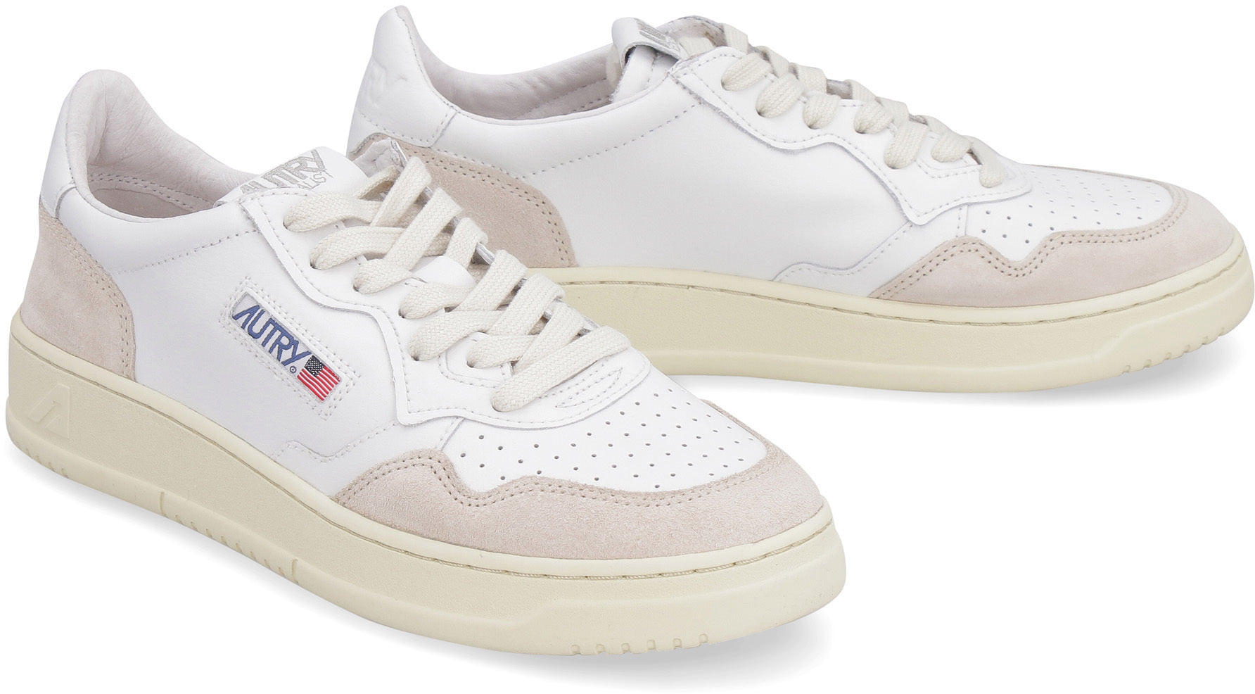 AUTRY Retro-Inspired Leather and Suede Low Trainer Sneakers for Women