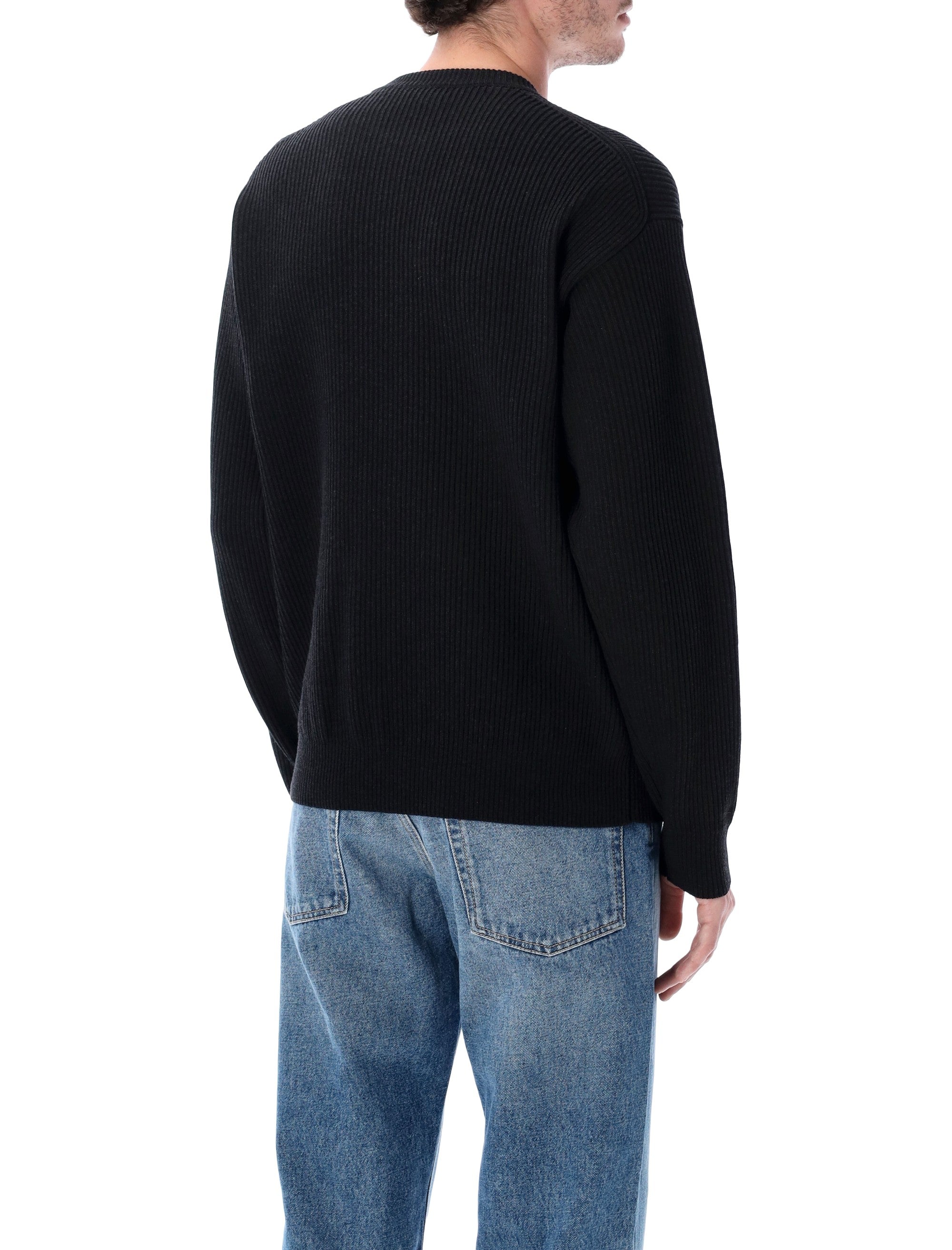 AURALEE Super Fine Wool Rib Knit Crewneck Sweater - Size 4