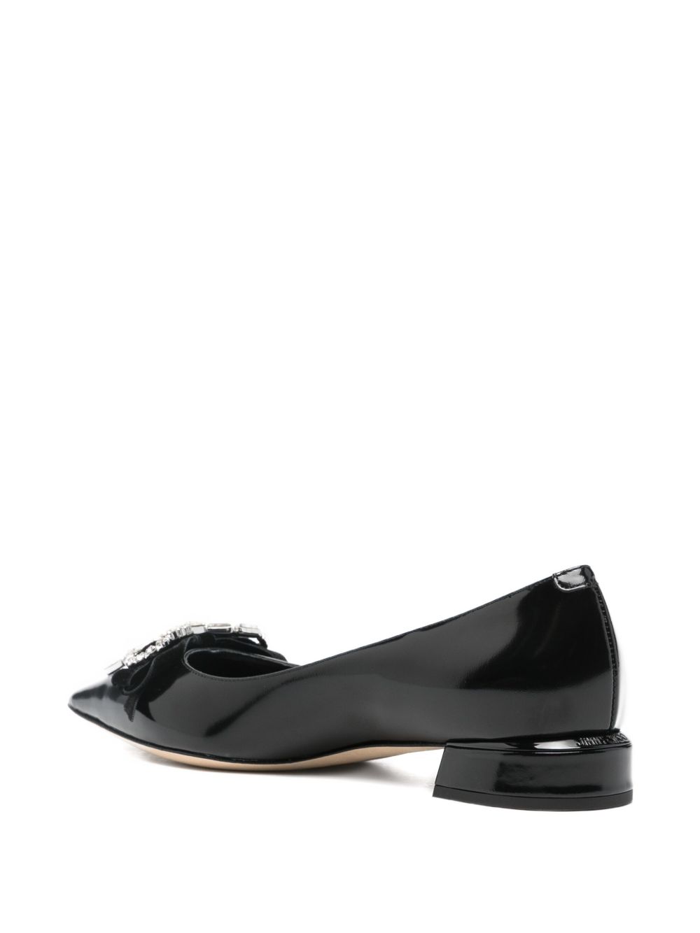 JIMMY CHOO Auria Leather Ballet Flats with Crystal Embellishment