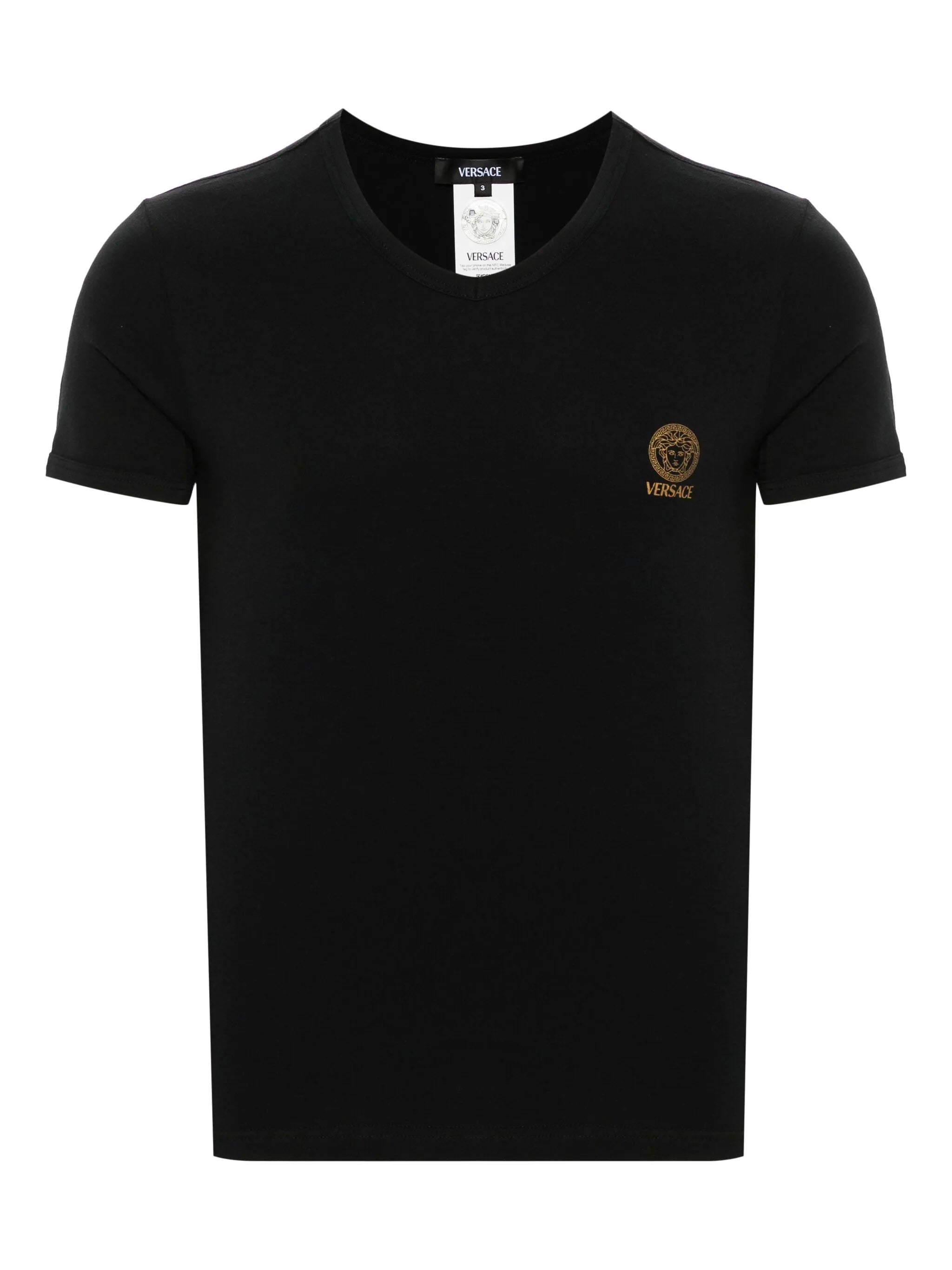 VERSACE Medusa V-Neck Short Sleeve Underwear Shirt - Size 4