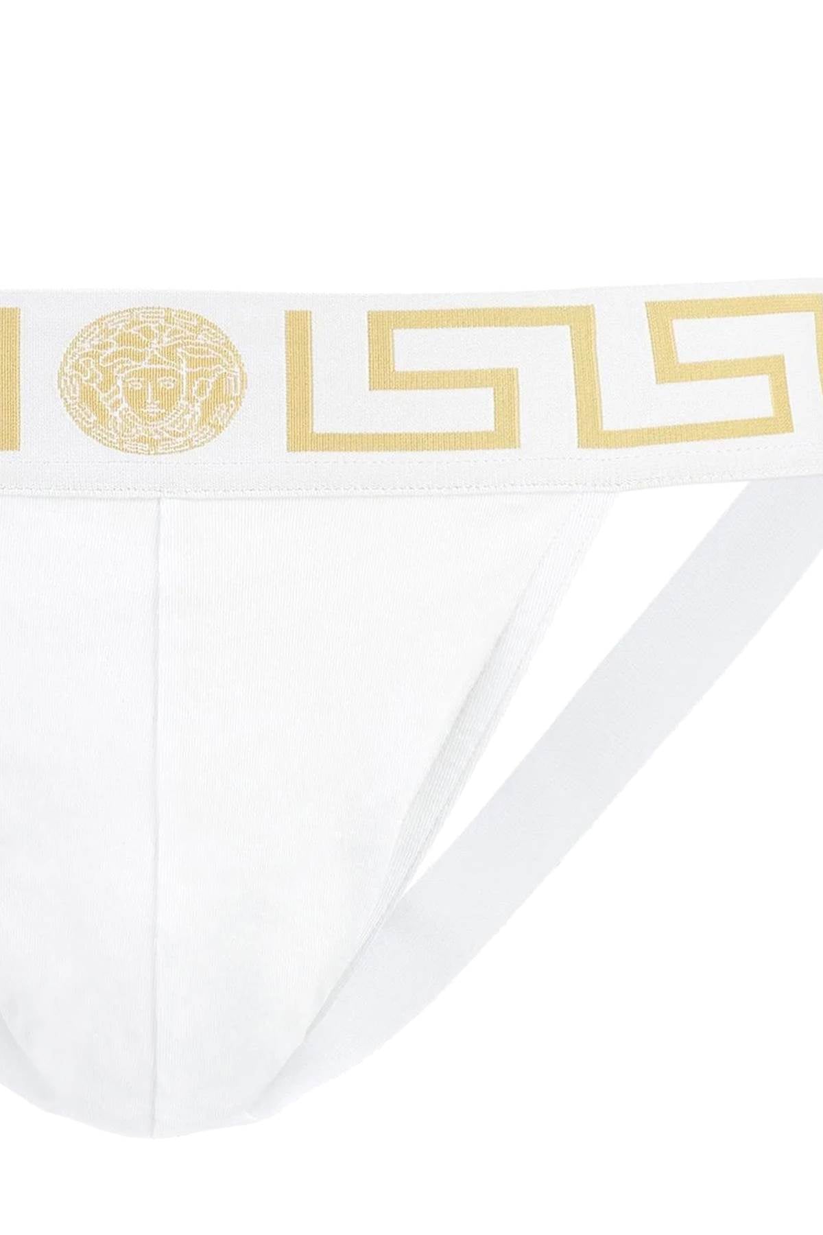 VERSACE Men's Stretch Cotton Jockstrap - SS25 Mini Design