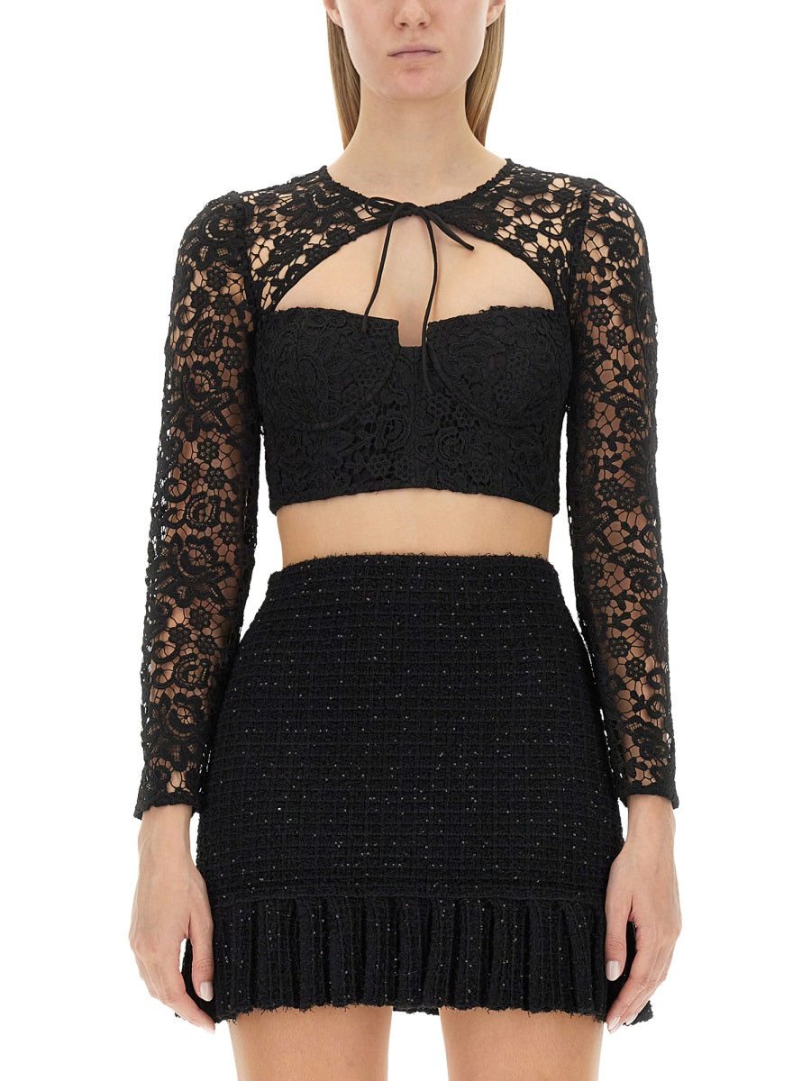 SELF-PORTRAIT Cropped Lace Mini Top