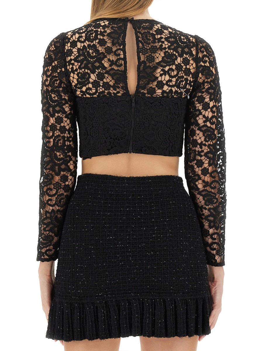SELF-PORTRAIT Cropped Lace Mini Top