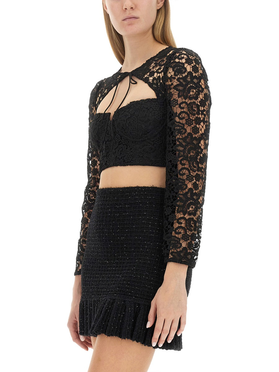 SELF-PORTRAIT Cropped Lace Mini Top
