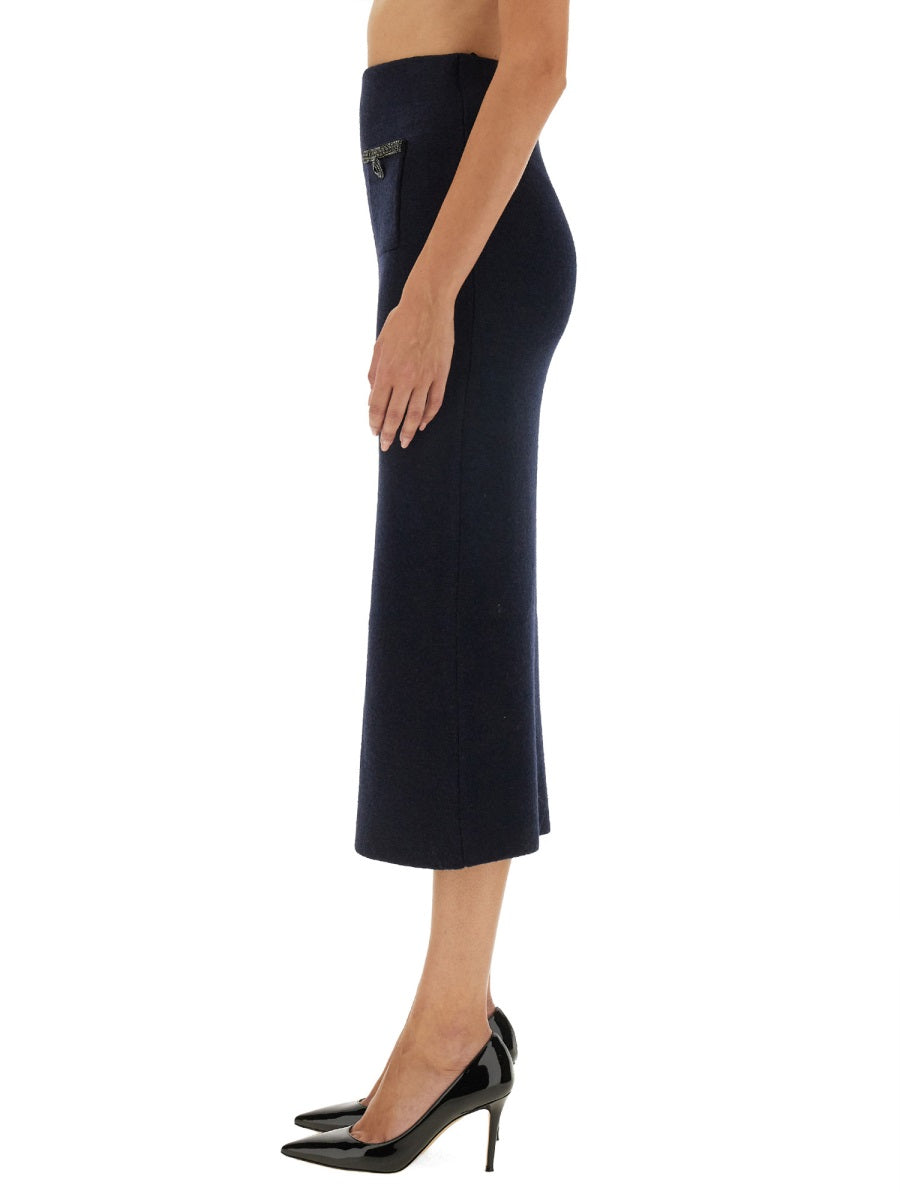 SELF-PORTRAIT Embellished Knit Midi Skirt