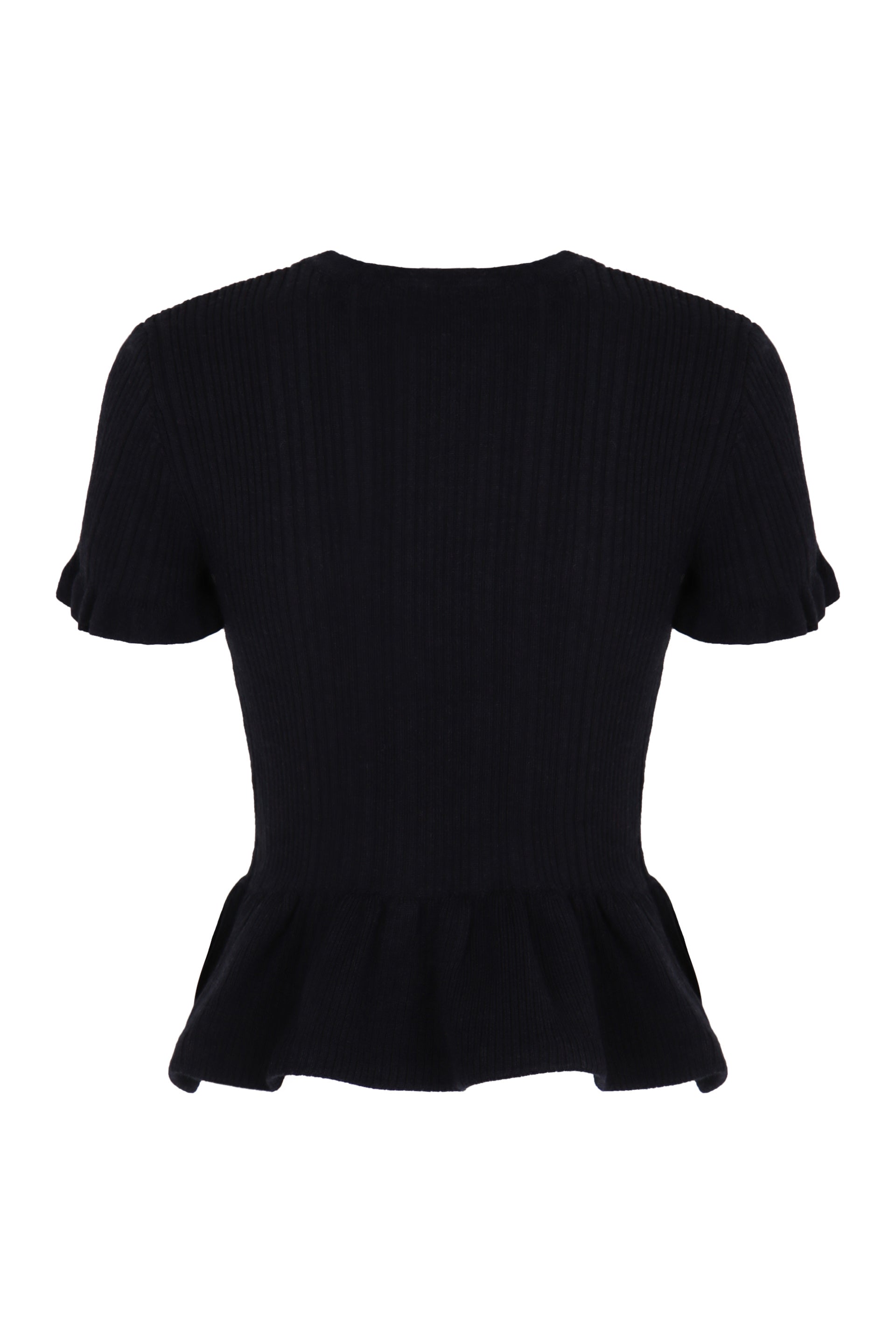 SELF-PORTRAIT Asymmetrical Knit Peplum Top