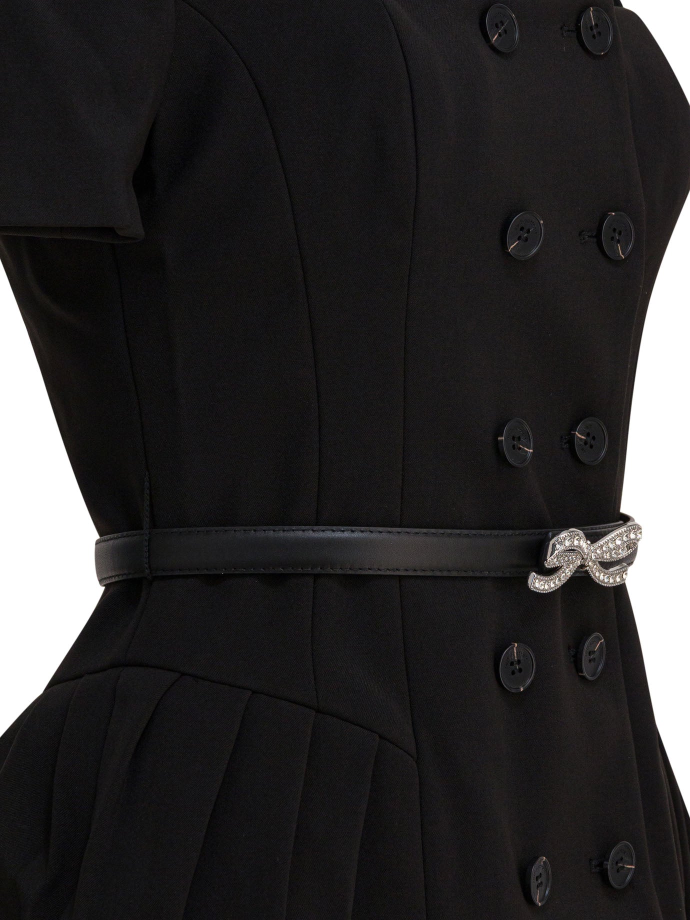 SELF-PORTRAIT Chic Structured Mini Dress with Diamanté Bow Belt - Size 8