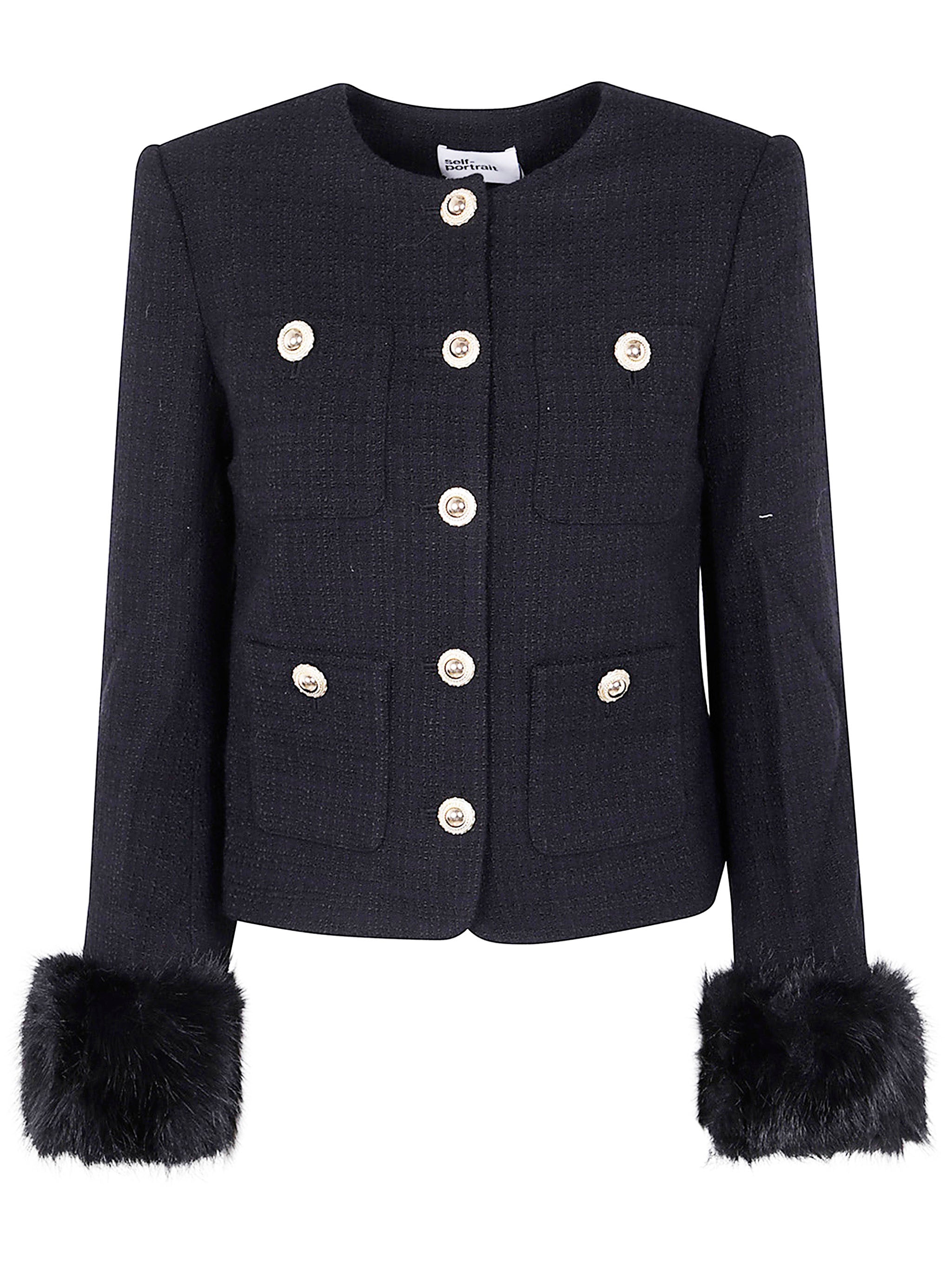 SELF-PORTRAIT Boucle Loop Fur Cuff Jacket