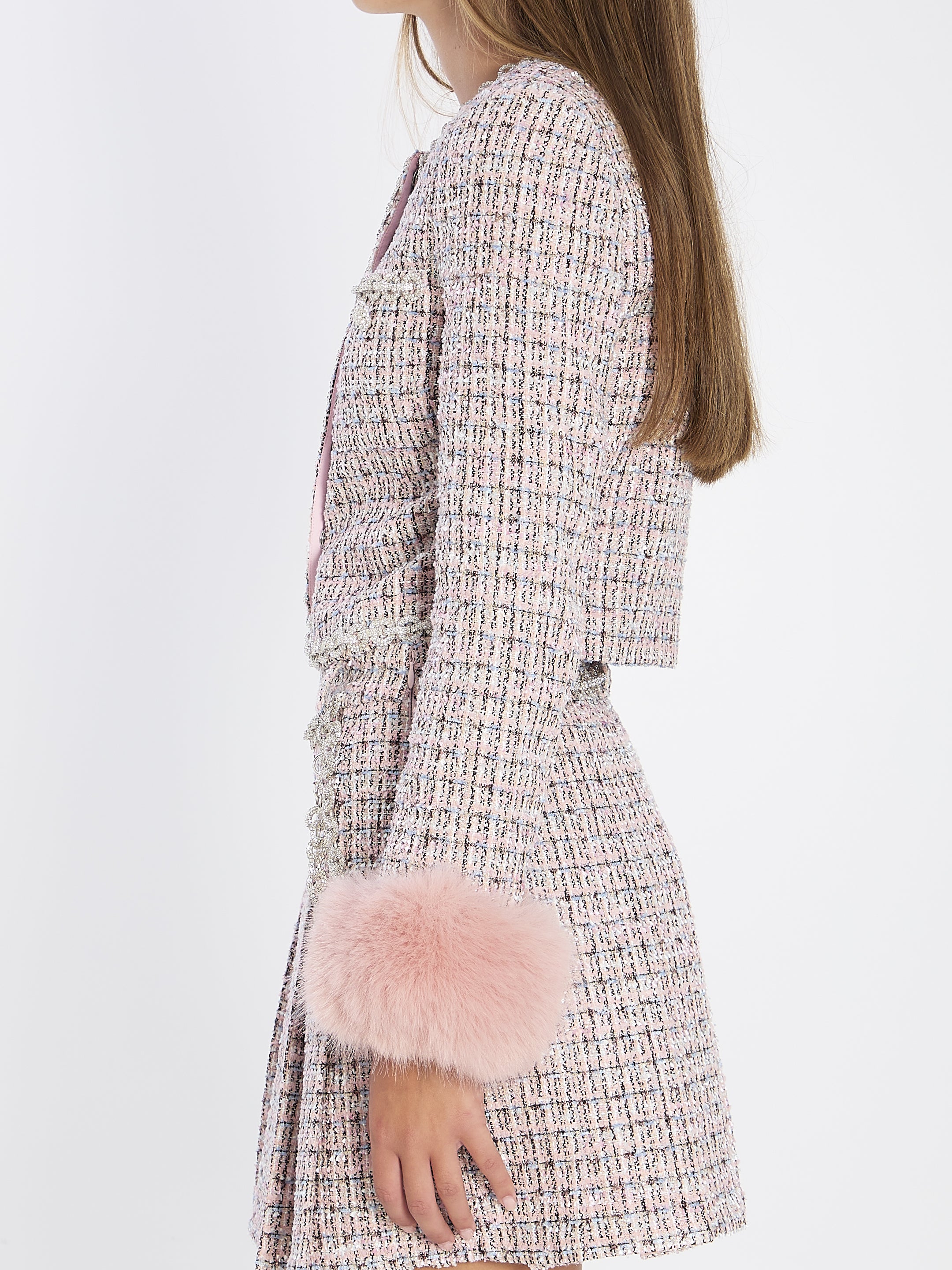 SELF-PORTRAIT Boucle Loop Fur Cuff Jacket